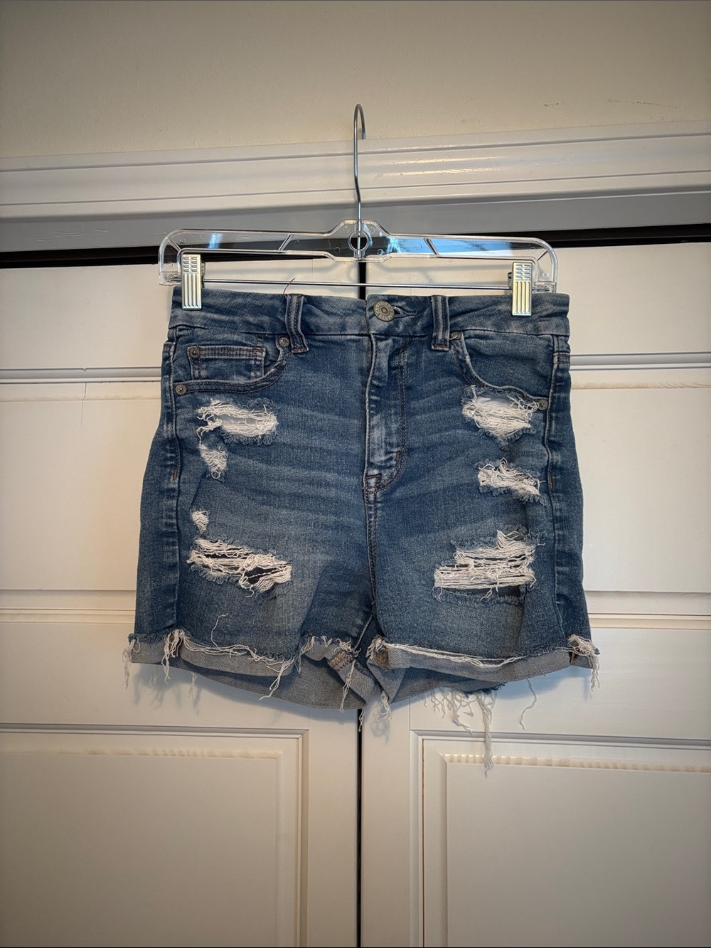 American Eagle Outfitters Medium Blue Denim Shorts with Button Detail